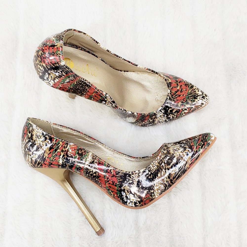 Wild Print Pointy Toe Single Sole Pump High Heels